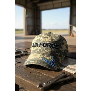 USAF US AIR FORCE Hat Military Baseball Cap Digital Camo Snapback USA VGC